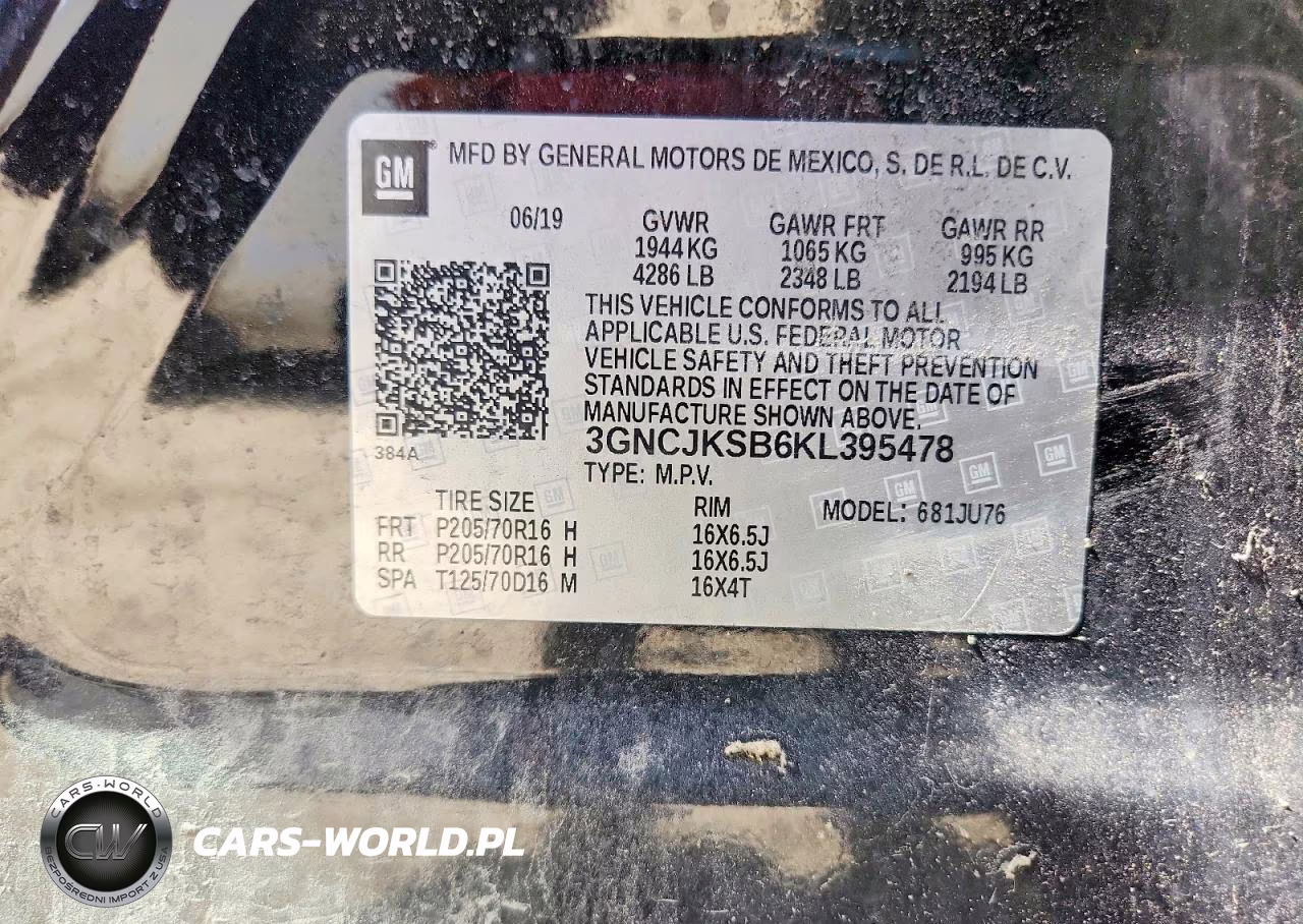 2019 Chevrolet Trax Ls VIN:3GNCJKSB6KL395478 - 13