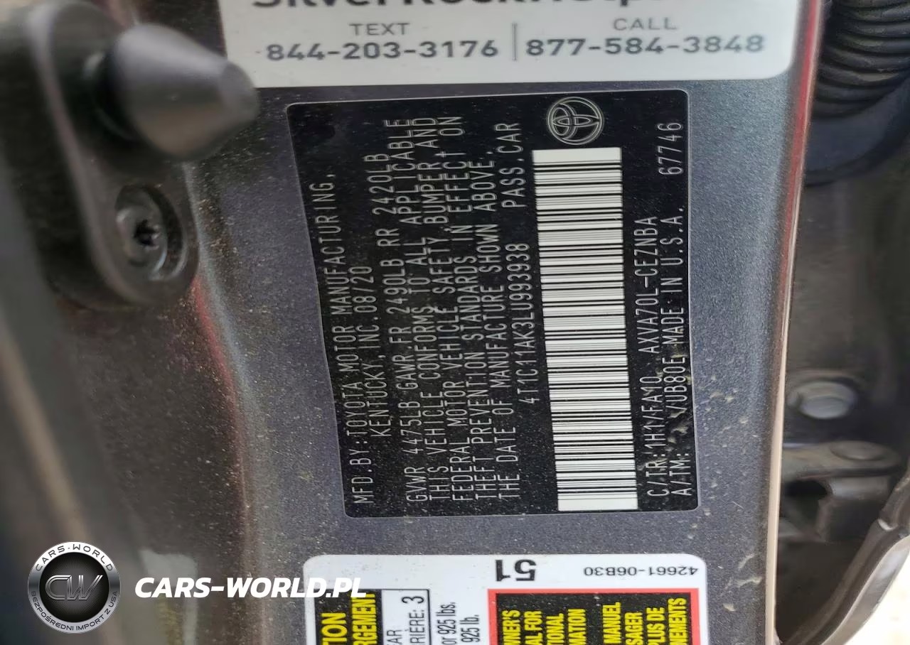 2020 Toyota Camry Le VIN:4T1C11AK3LU993938 - 12