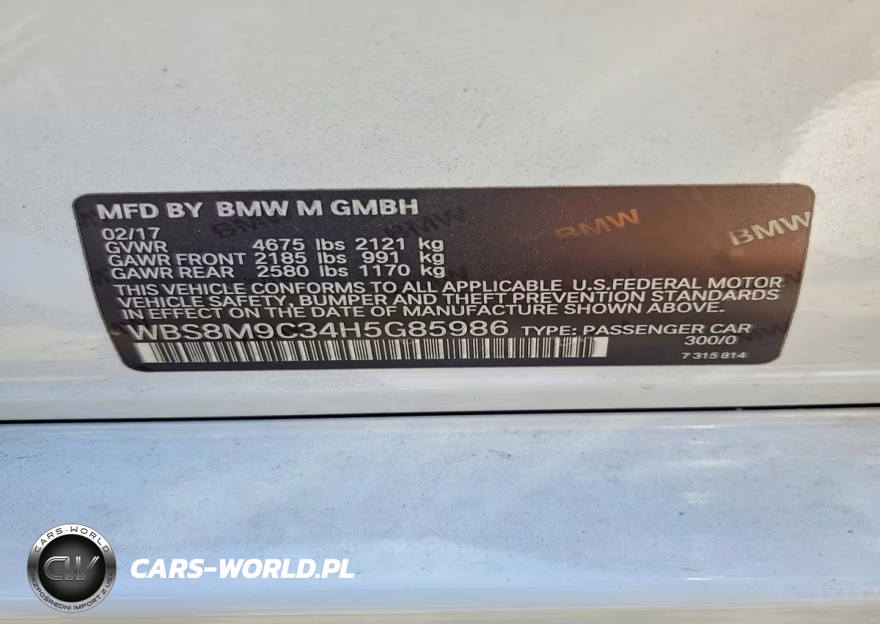 2017 BMW M3 VIN:WBS8M9C34H5G85986 - 12