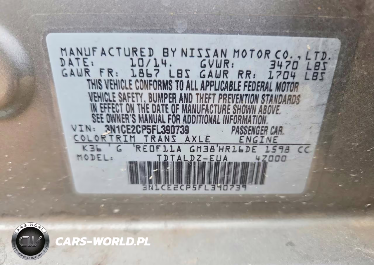 2015 Nissan Versa Note Sv VIN:3N1CE2CP5FL390739 - 12