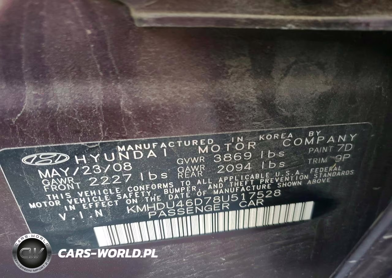 2008 Hyundai Elantra Gls VIN:KMHDU46D78U517528 - 12