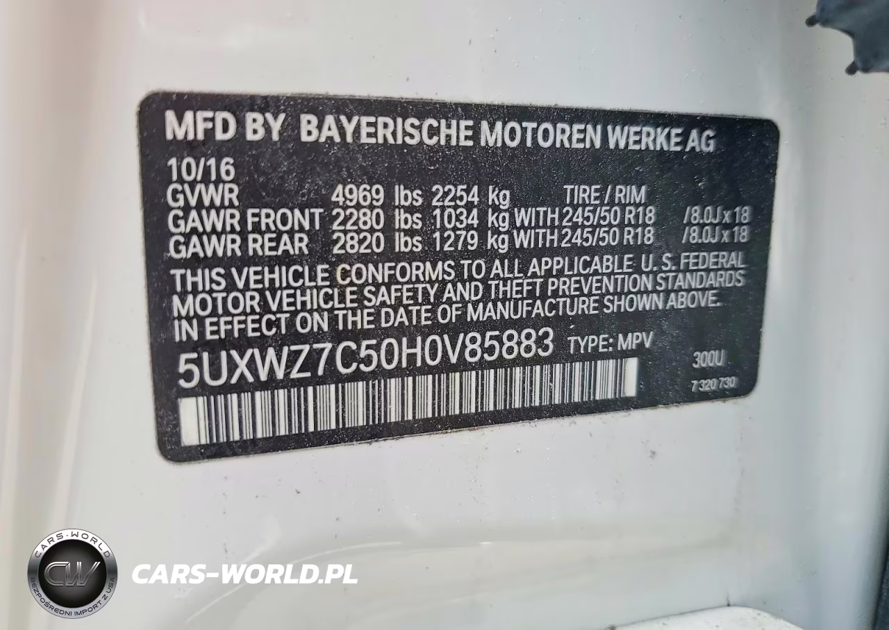 2017 BMW X3 Sdrive28I VIN:5UXWZ7C50H0V85883 - 13