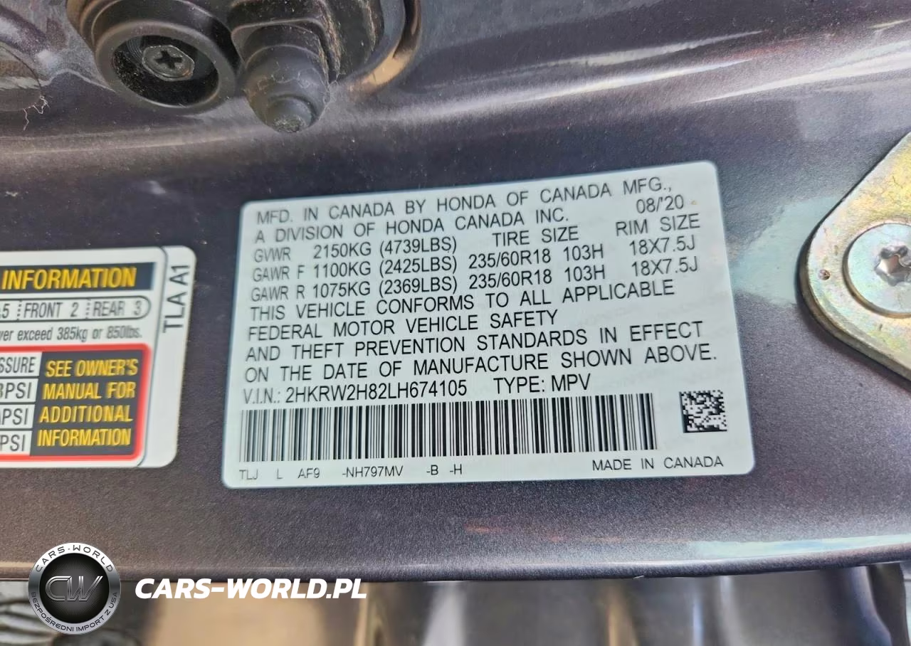 2020 Honda Cr-V Exl VIN:2HKRW2H82LH674105 - 14