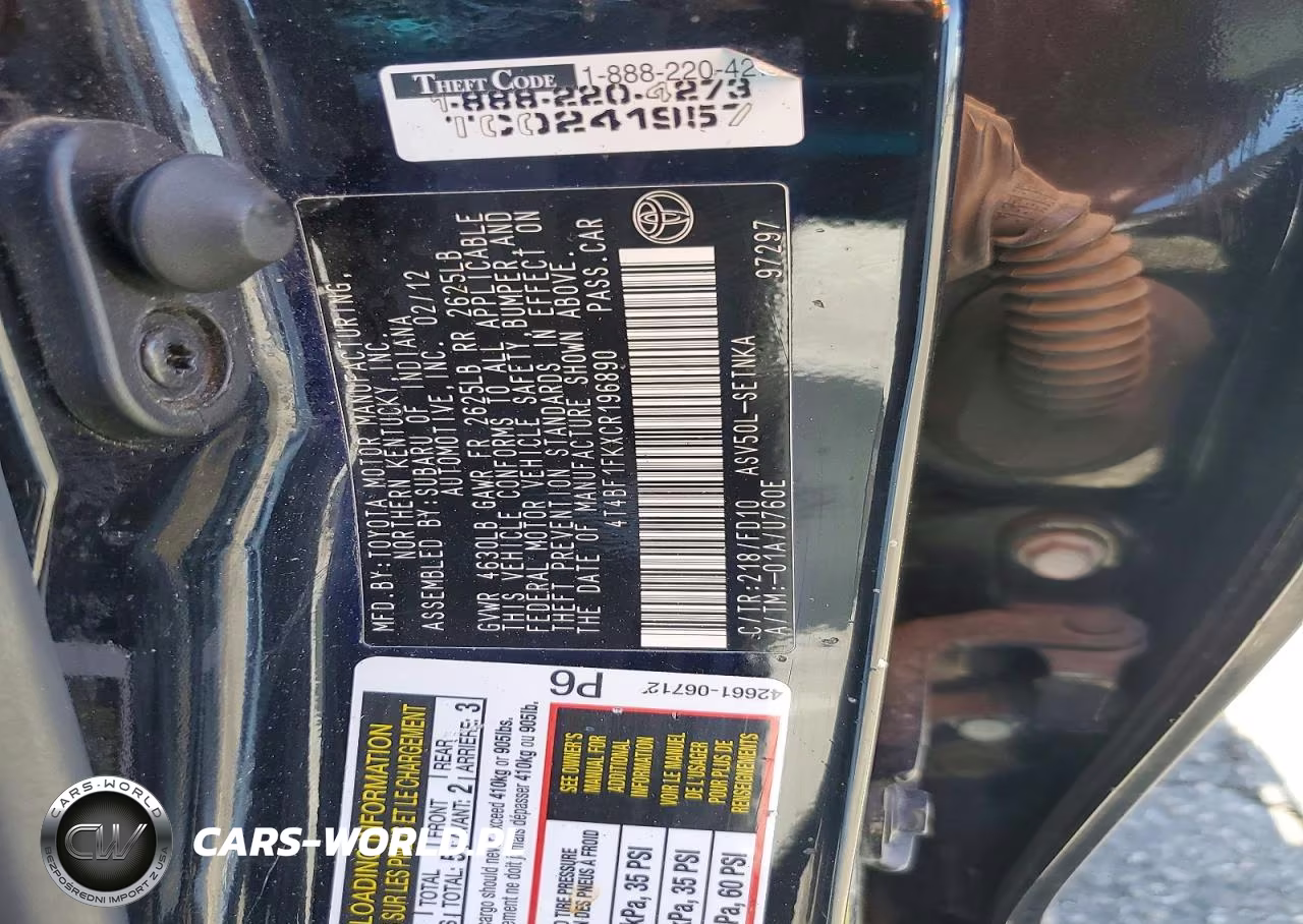 2012 Toyota Camry Le VIN:4T4BF1FKXCR196890 - 12