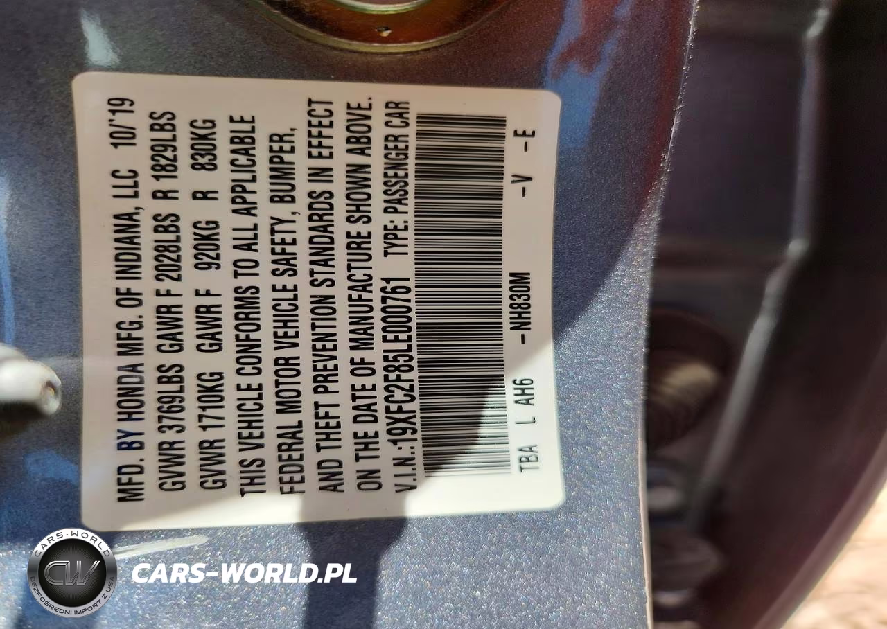 2020 Honda Civic Sport VIN:19XFC2F85LE000761 - 13