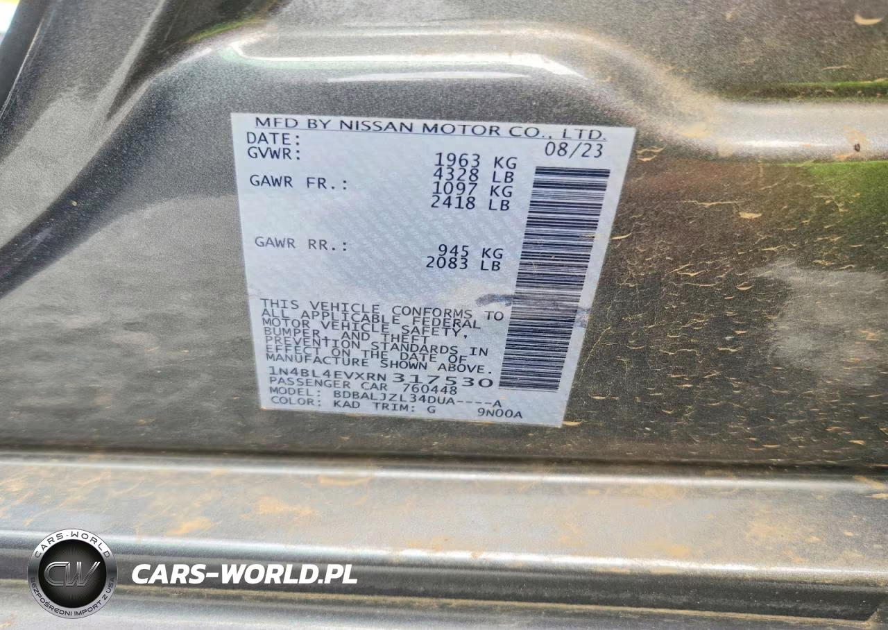 2024 Nissan Altima Sl VIN:1N4BL4EVXRN317530 - 13