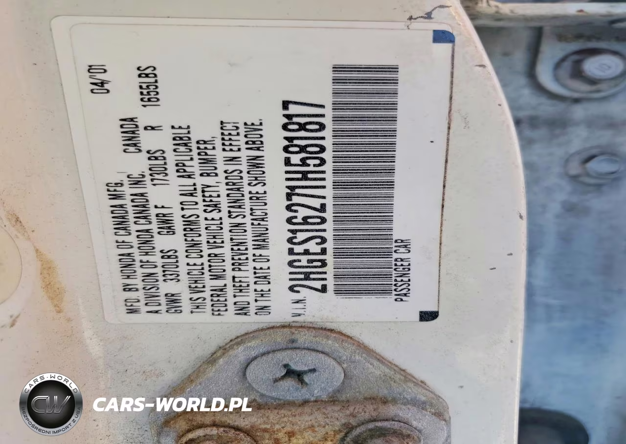 2001 Honda Civic Dx VIN:2HGES16271H581817 - 12
