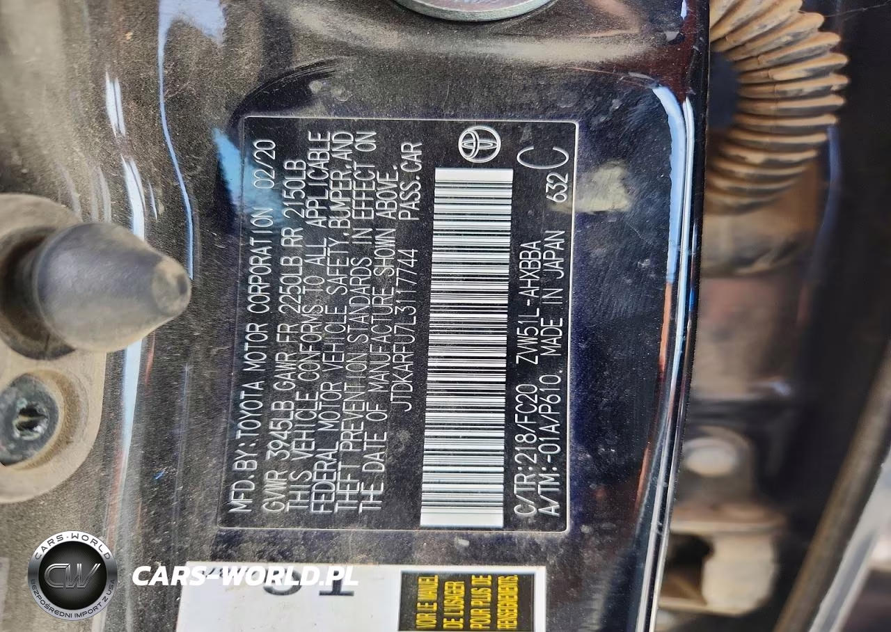 2020 Toyota Prius L Eco VIN:JTDKARFU7L3117744 - 12
