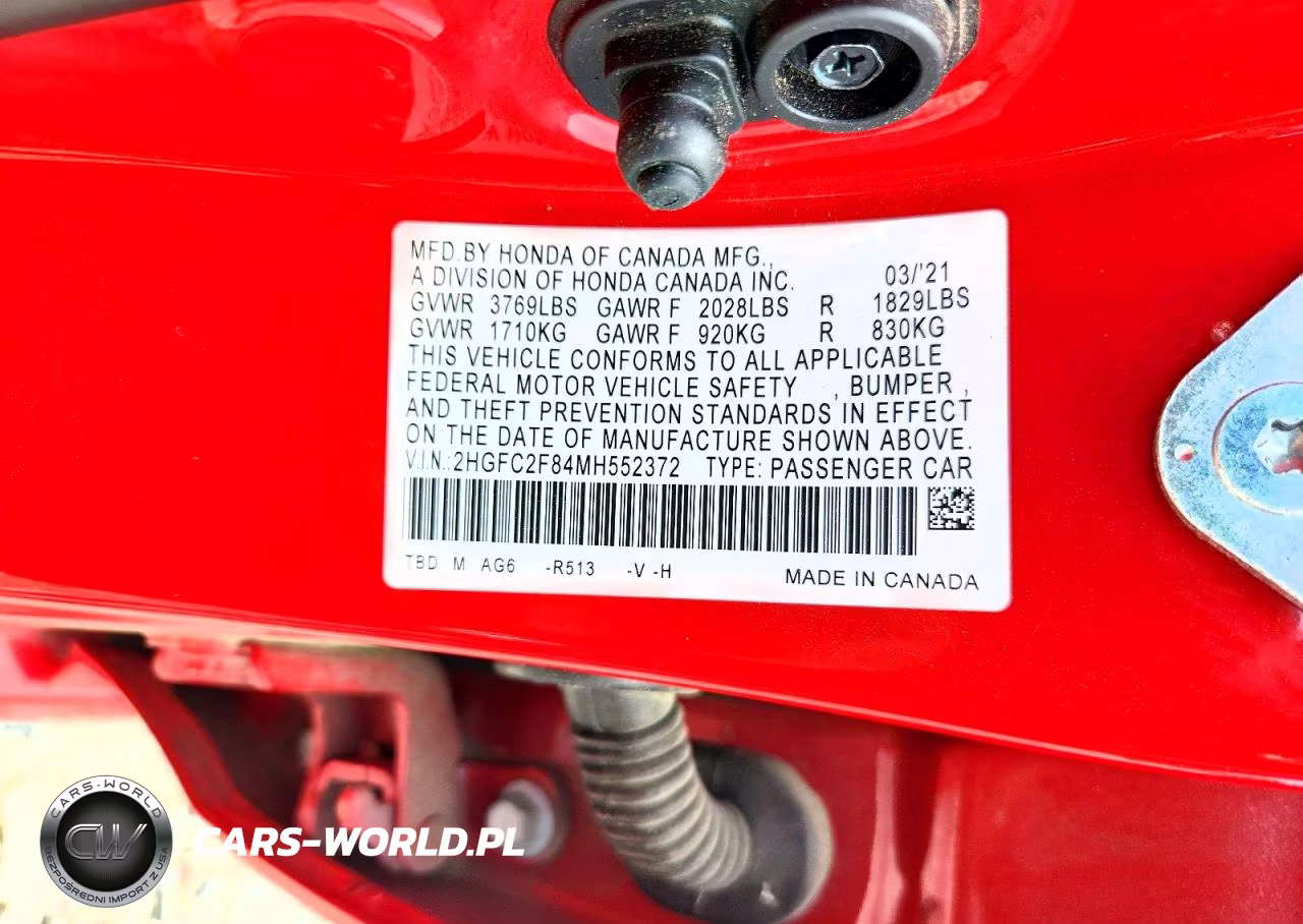 2021 Honda Civic Sport VIN:2HGFC2F84MH552372 - 12