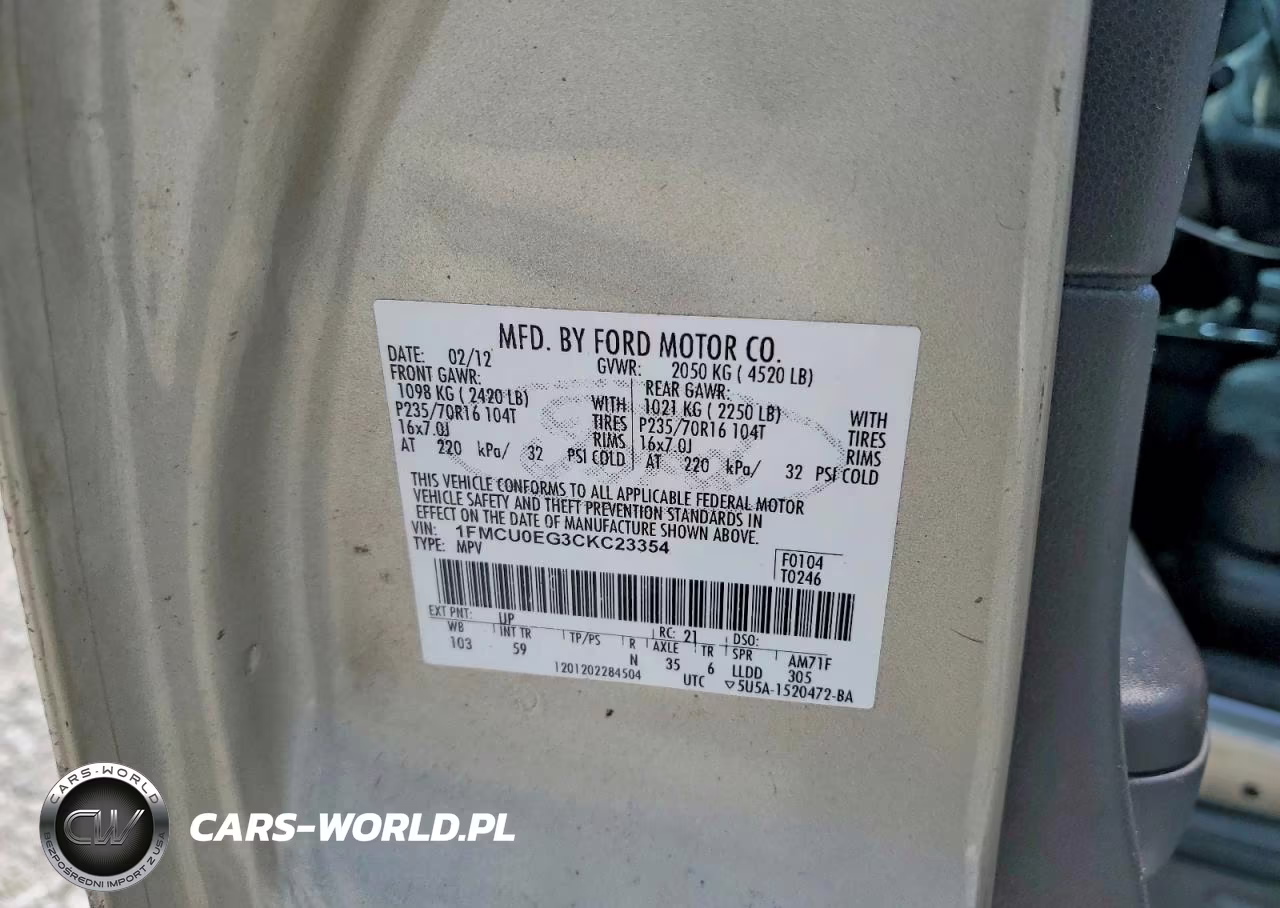 2012 Ford Escape Limited VIN:1FMCU0EG3CKC23354 - 13