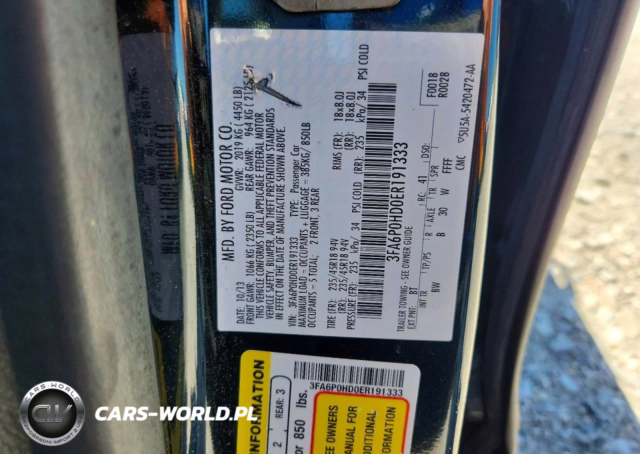 2014 Ford Fusion Se VIN:3FA6P0HD0ER191333 - 12