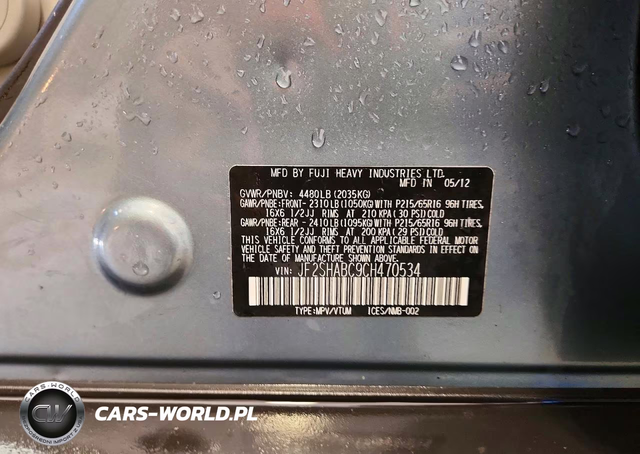 2012 Subaru Forester 2.5X VIN:JF2SHABC9CH470534 - 13