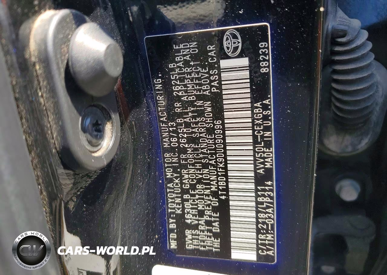 2013 Toyota Camry Hybrid Xle VIN:4T1BD1FK9DU090996 - 12