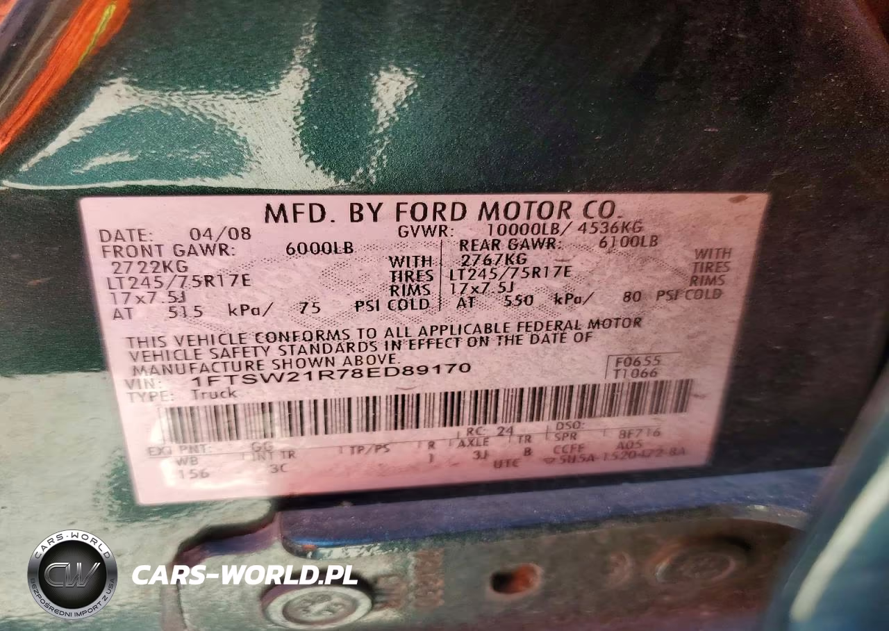 2008 Ford F250 Super Duty VIN:1FTSW21R78ED89170 - 12