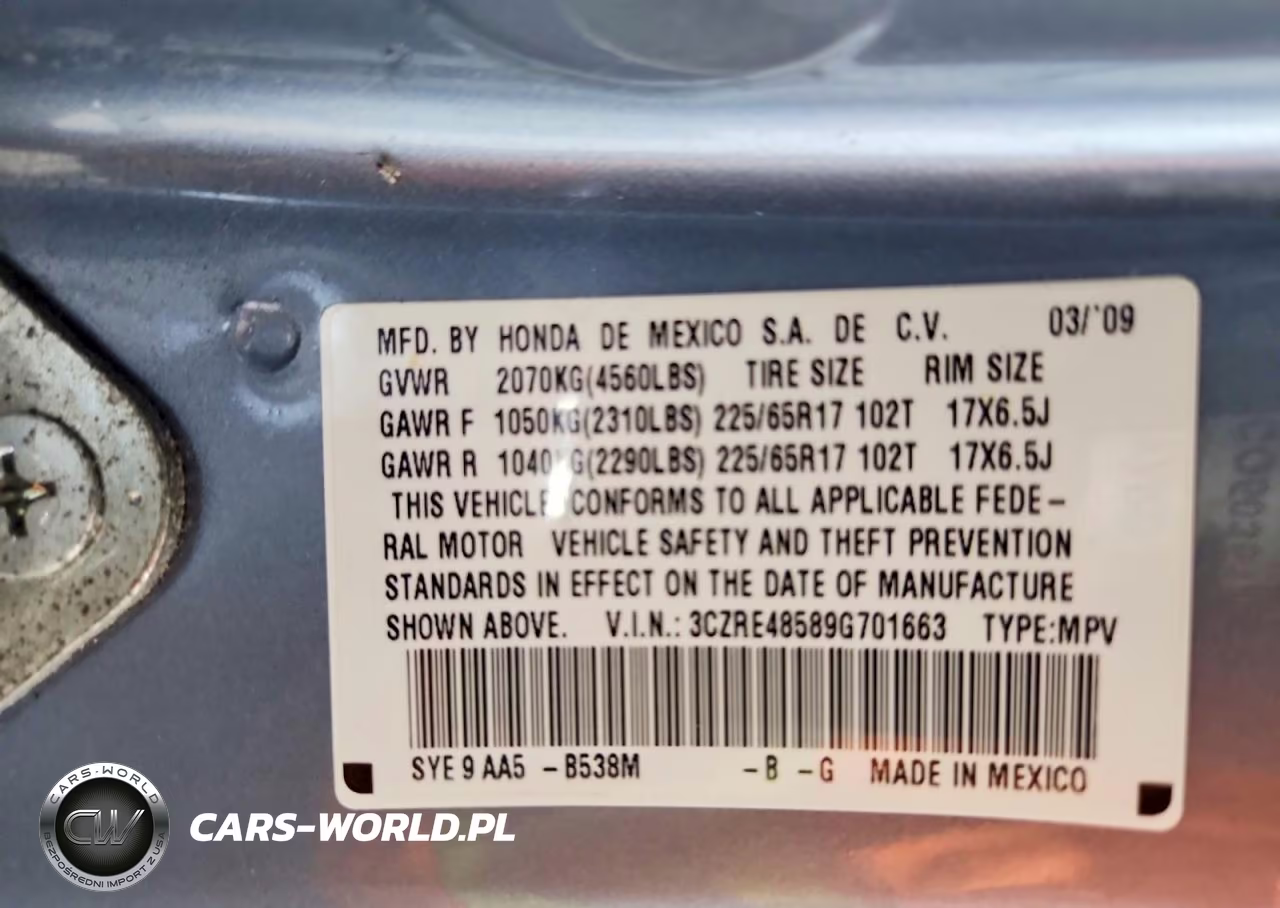 2009 Honda Cr-V Ex VIN:3CZRE48589G701663 - 14