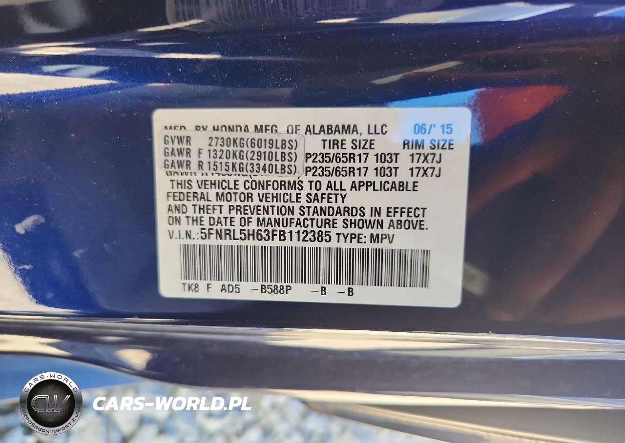 2015 Honda Odyssey Exl VIN:5FNRL5H63FB112385 - 14