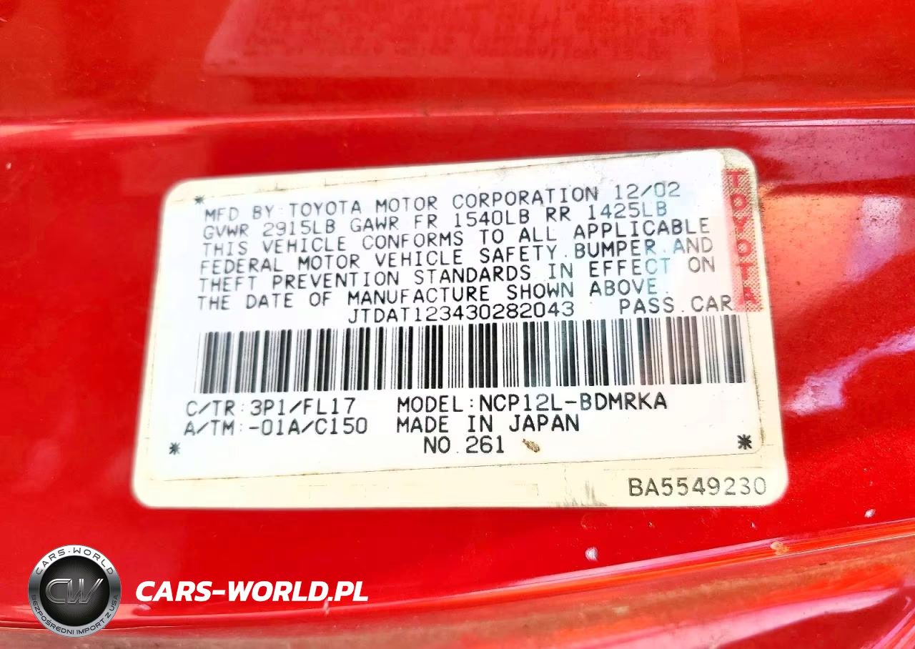 2003 Toyota Echo Base VIN:JTDAT123430282043 - 13