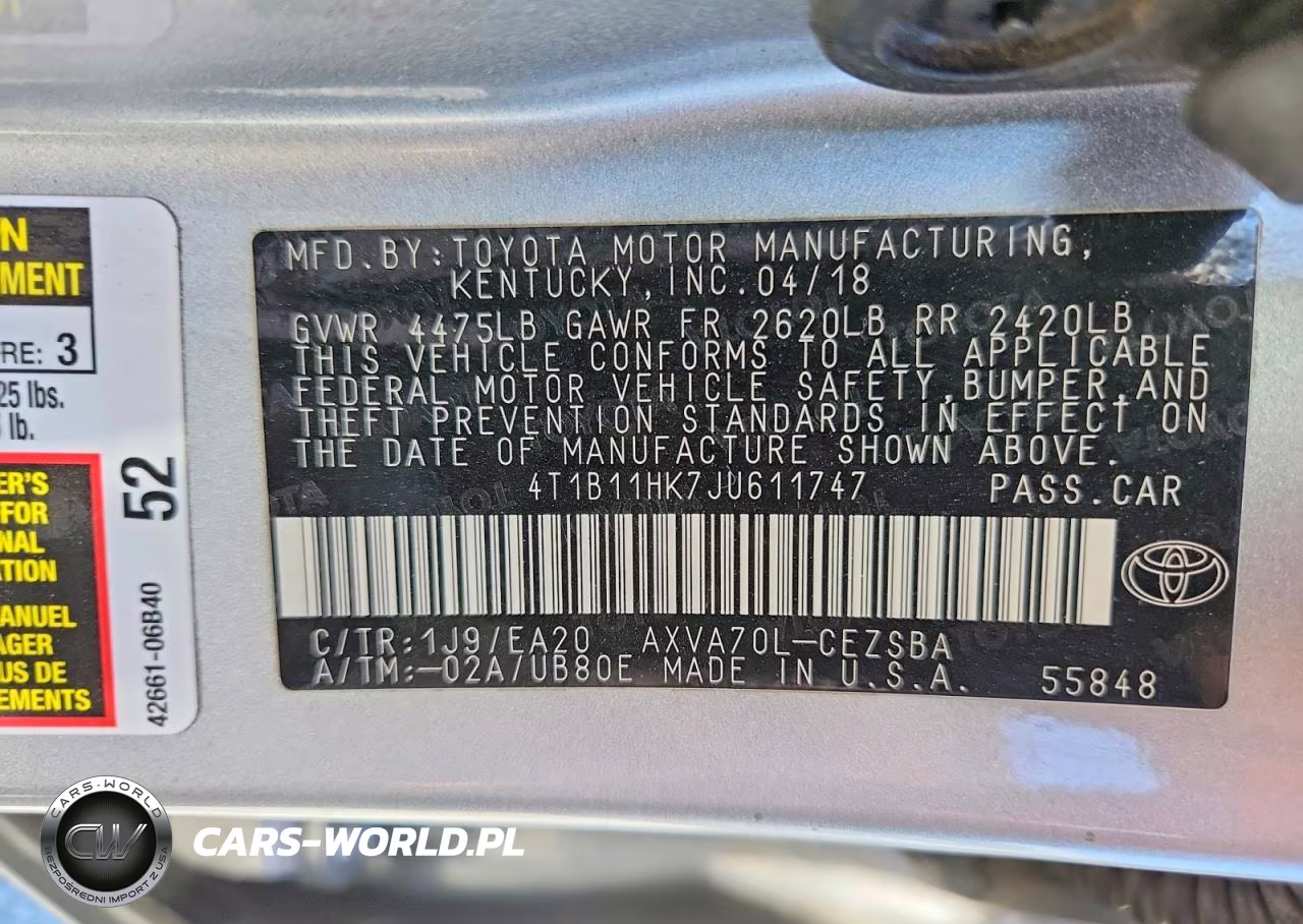 2018 Toyota Camry Se VIN:4T1B11HK7JU611747 - 13