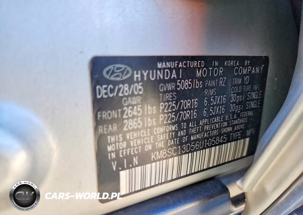 2006 Hyundai Santa Fe Gls VIN:KM8SC13D56U105845 - 13