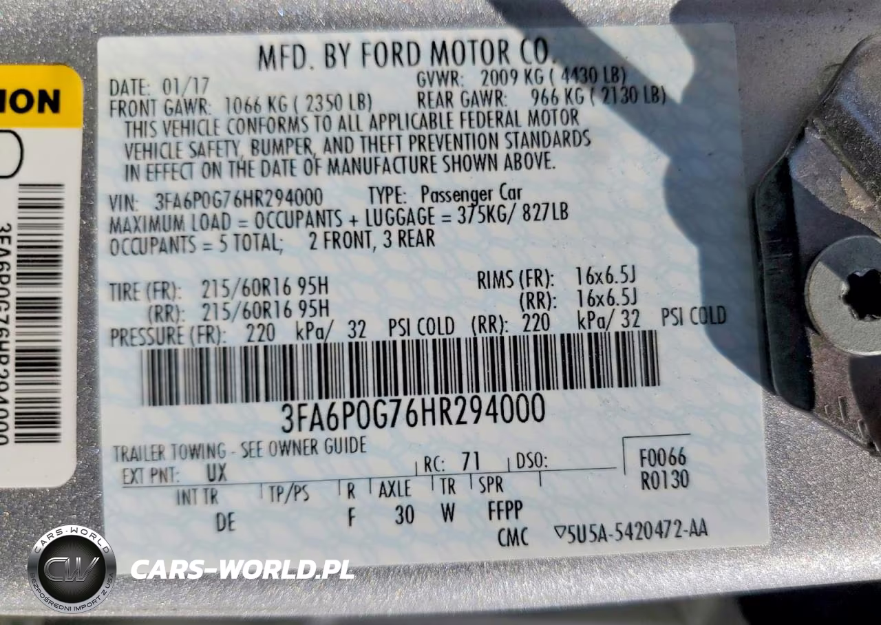 2017 Ford Fusion S VIN:3FA6P0G76HR294000 - 12