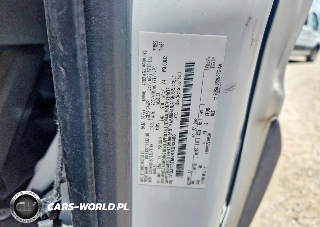 2019 Ford Transit T-350 VIN:1FBZX2ZM6KKB43406 - 12