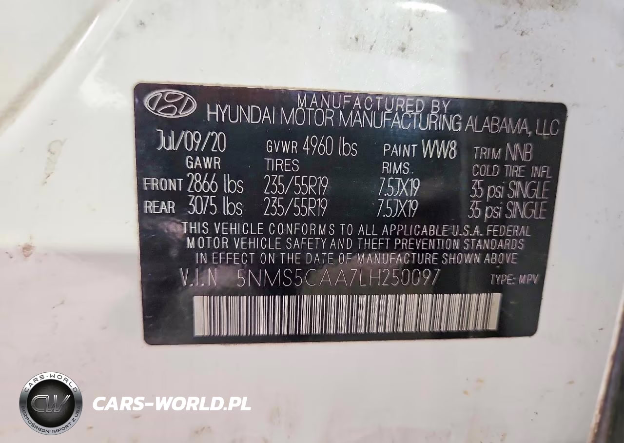 2020 Hyundai Santa Fe VIN:5NMS5CAA7LH250097 - 13
