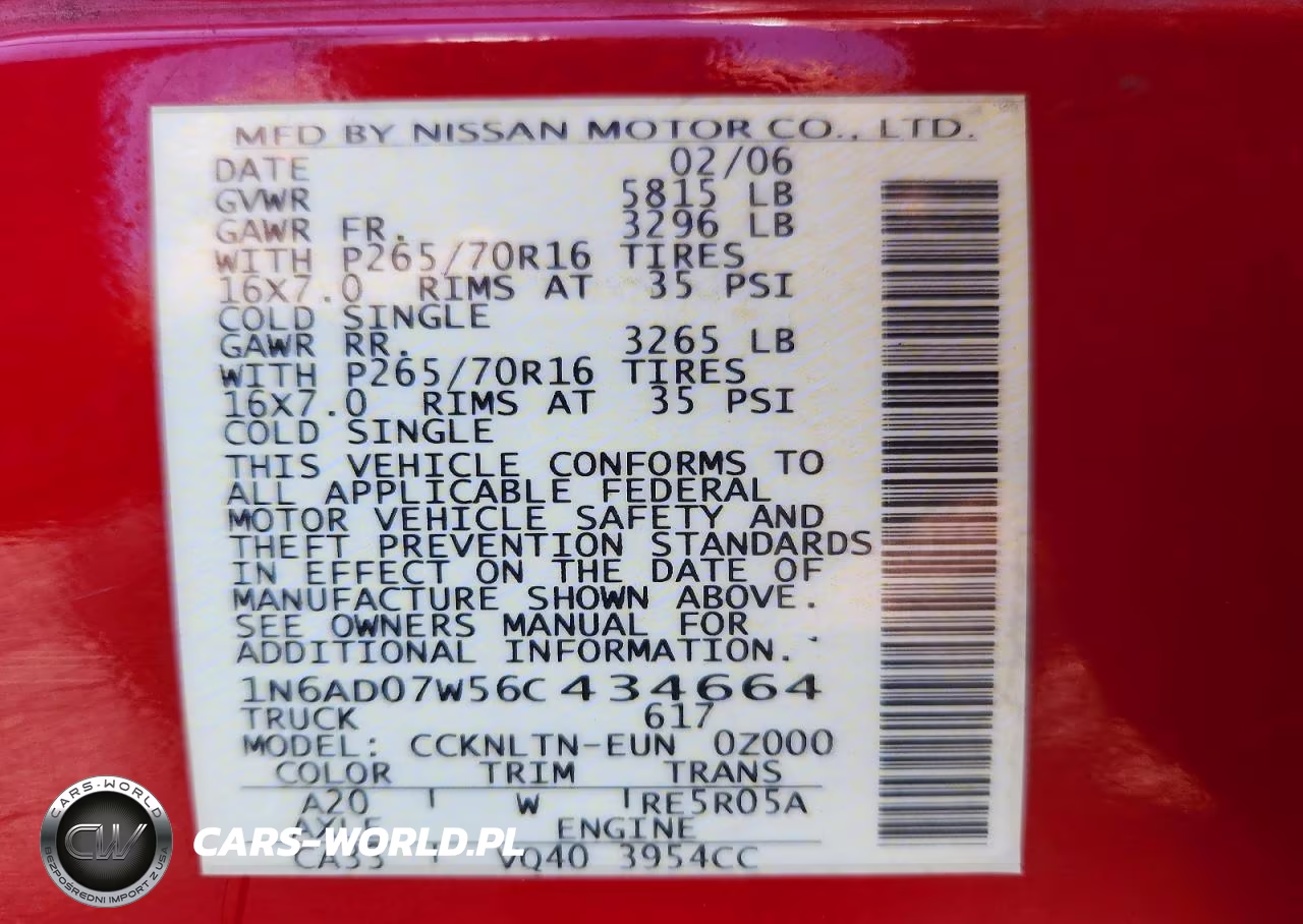 2006 Nissan Frontier Se VIN:1N6AD07W56C434664 - 12