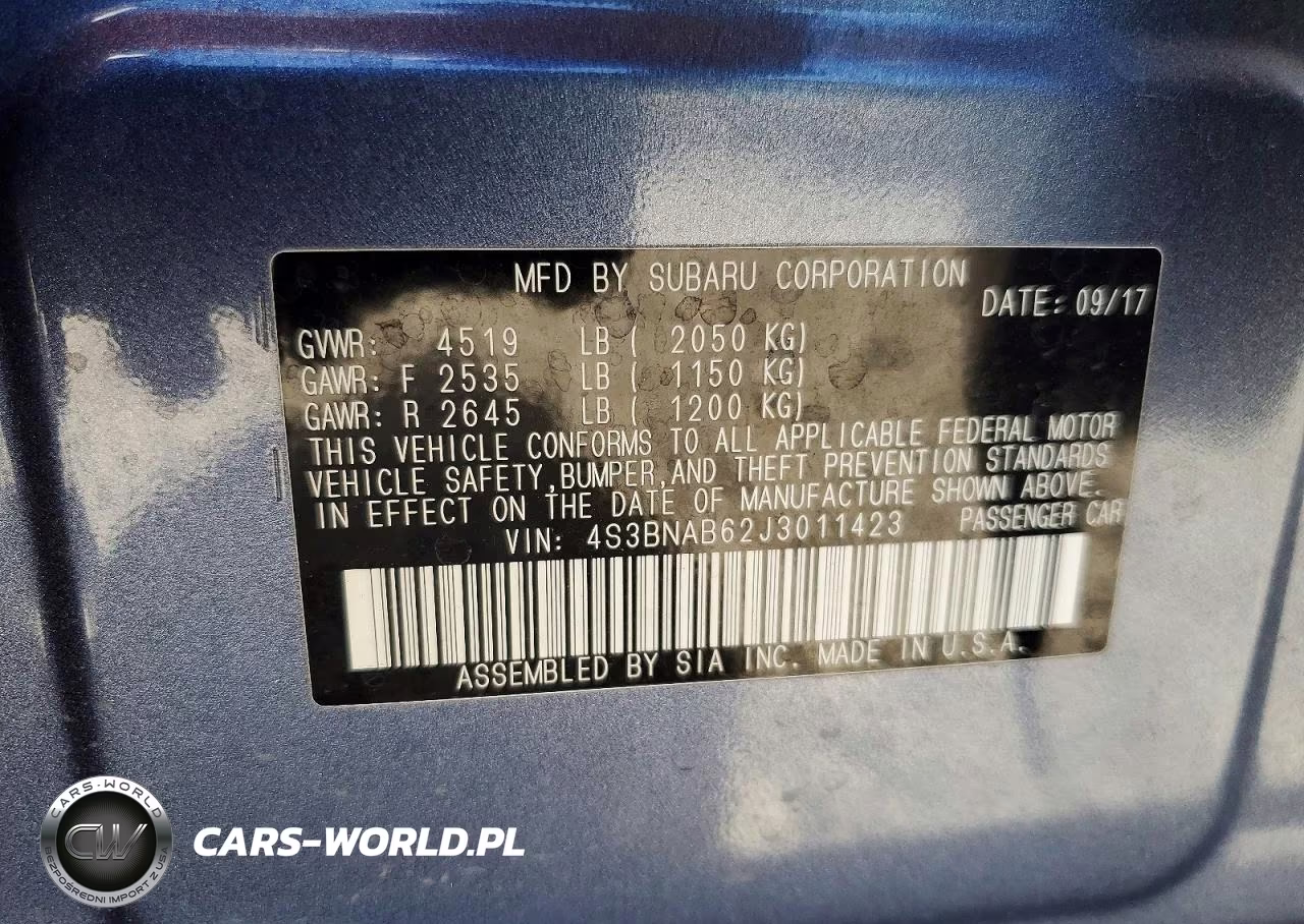 2018 Subaru Legacy 2.5I VIN:4S3BNAB62J3011423 - 12