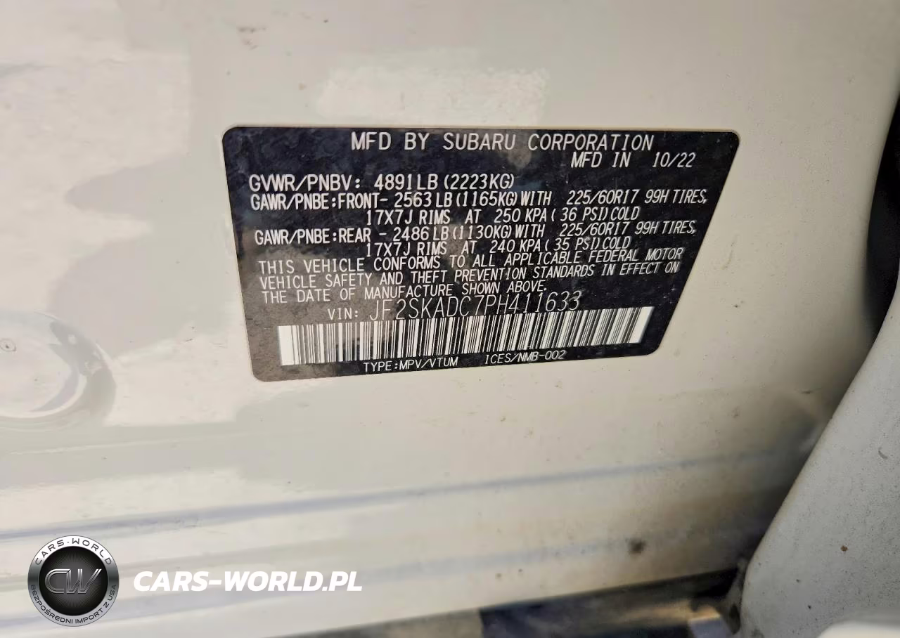 SUBARU FORESTER P VIN:JF2SKADC7PH411633 - 12