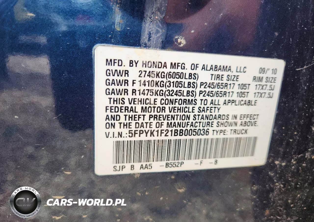 2011 Honda Ridgeline Rt VIN:5FPYK1F21BB005036 - 12
