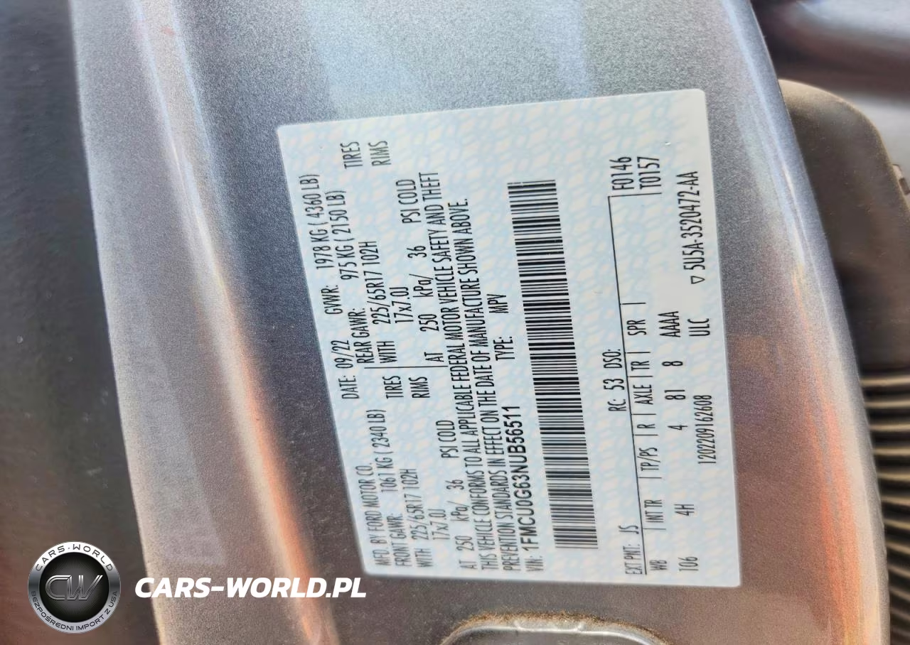 2022 Ford Escape Se VIN:1FMCU0G63NUB56511 - 12