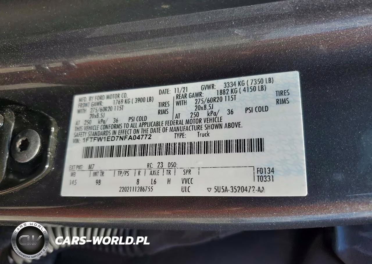 2022 Ford F150 Supercrew VIN:1FTFW1ED7NFA04772 - 12