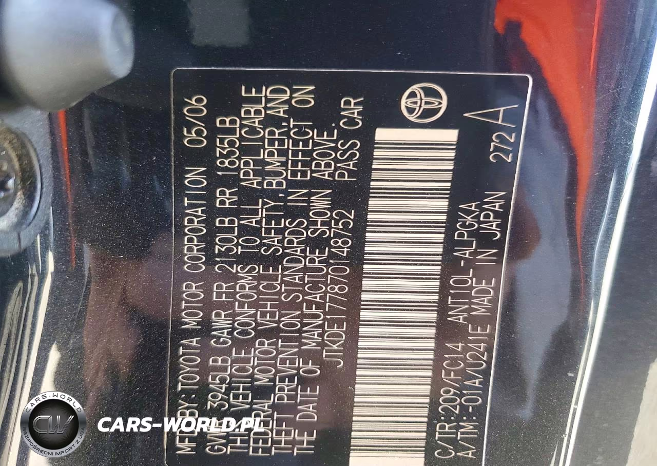 2007 Scion Tc Base VIN:JTKDE177870148752 - 12