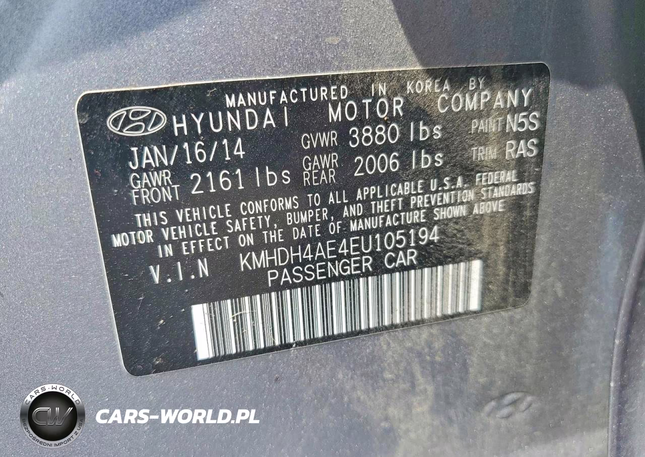 2014 Hyundai Elantra Limited VIN:KMHDH4AE4EU105194 - 12