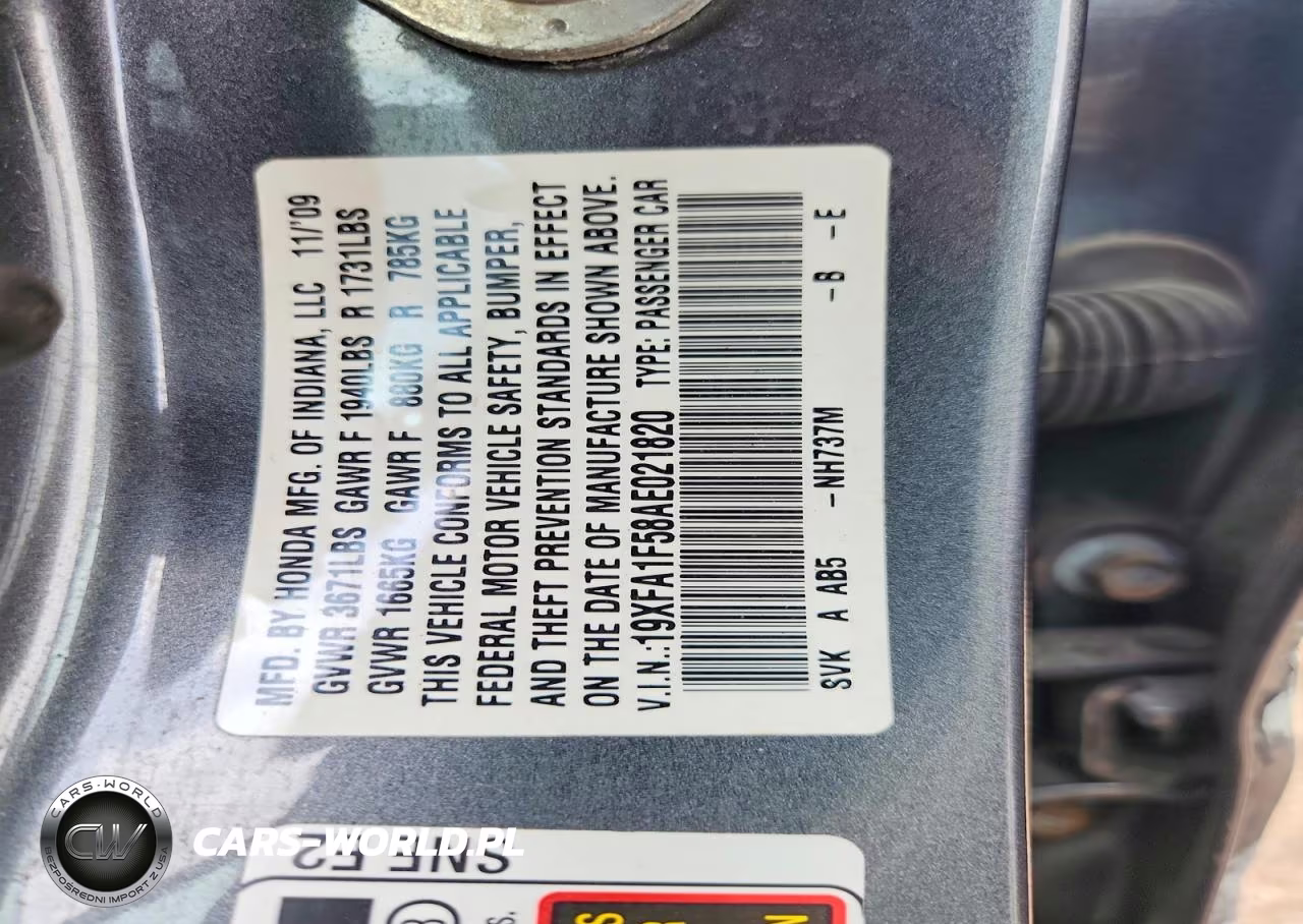 2010 Honda Civic Lx VIN:19XFA1F58AE021820 - 12