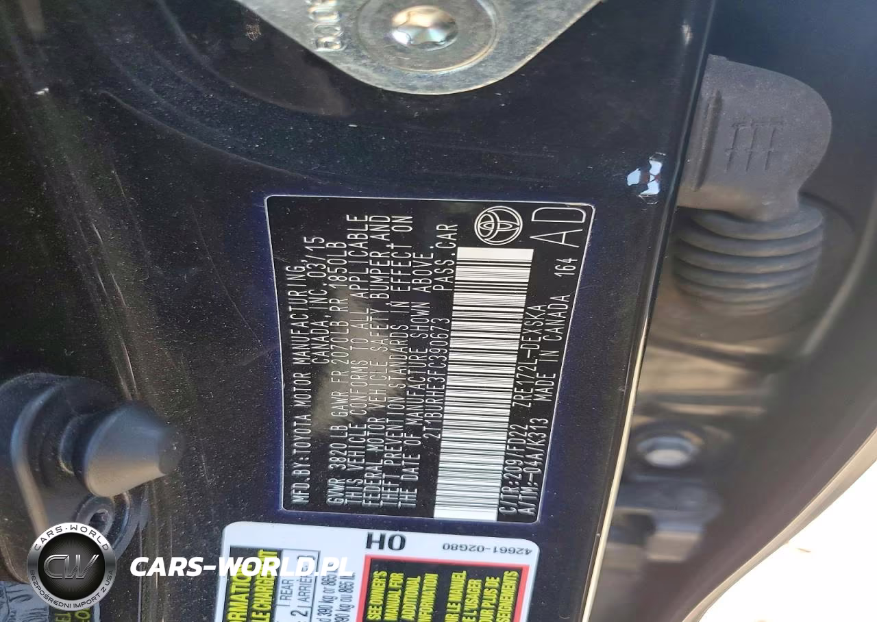 2015 Toyota Corolla S Plus VIN:2T1BURHE3FC390673 - 12