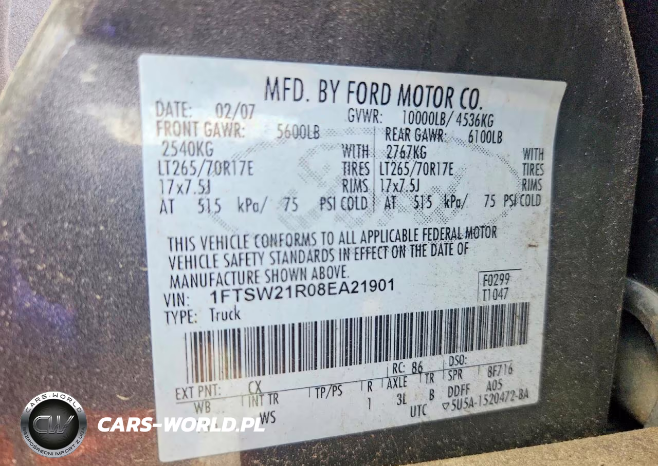 2008 Ford F250 Super Duty VIN:1FTSW21R08EA21901 - 12