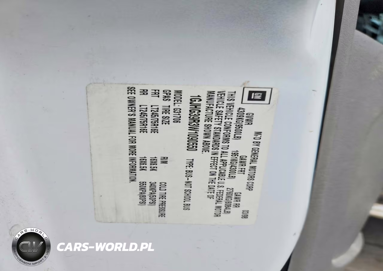 1998 GMC Savana G3500 VIN:1GJHG39R3W1090550 - 13
