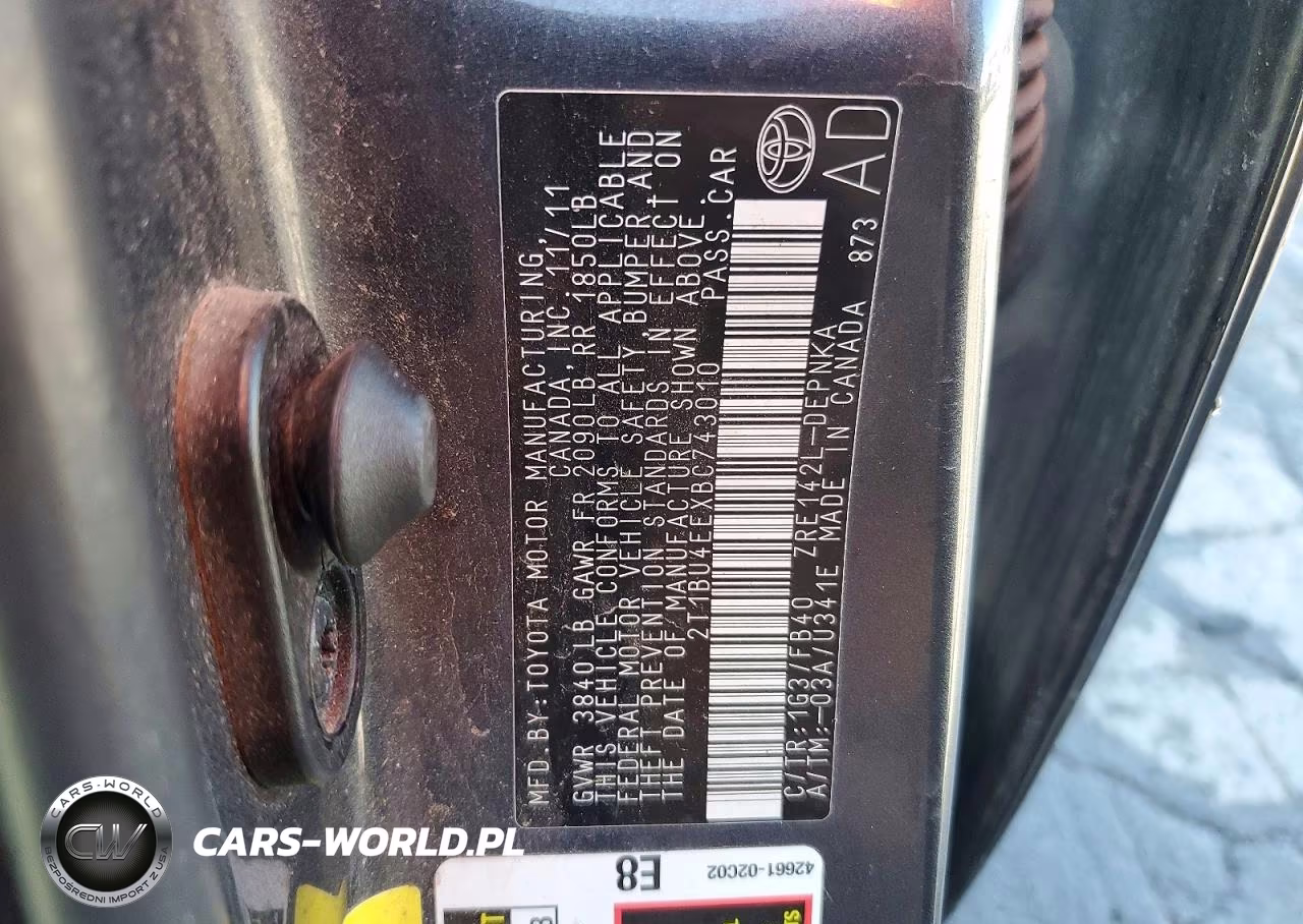 2011 Toyota Corolla Le VIN:2T1BU4EEXBC743010 - 12