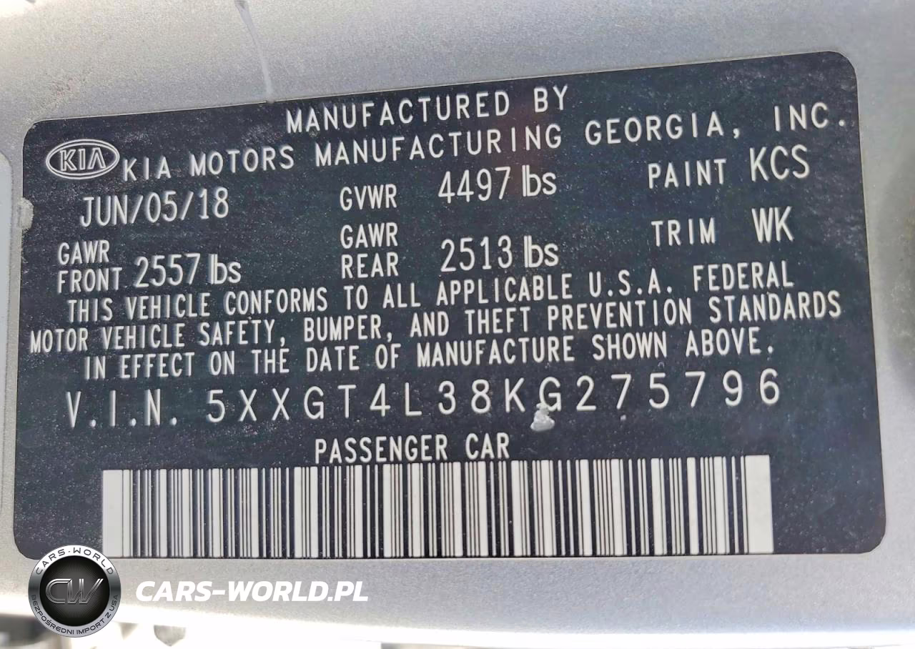 2019 Kia Optima Lx VIN:5XXGT4L38KG275796 - 12