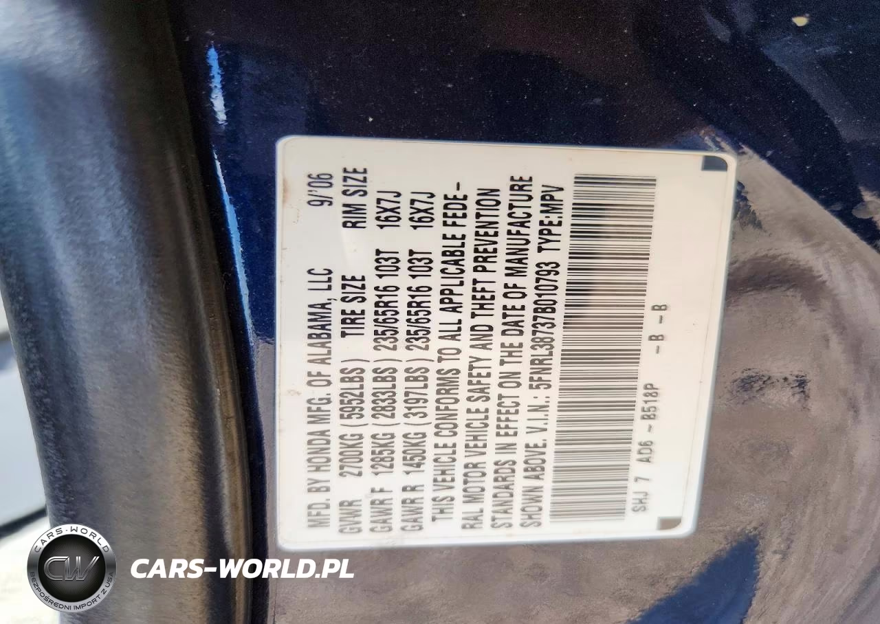2007 Honda Odyssey Exl VIN:5FNRL38737B010793 - 13
