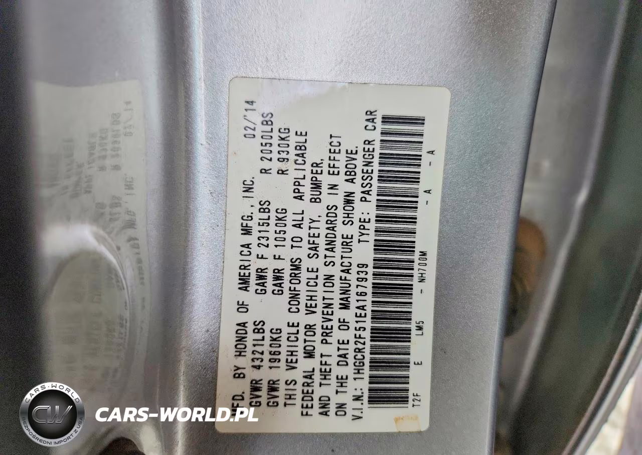 2014 Honda Accord Sport VIN:1HGCR2F51EA167939 - 12