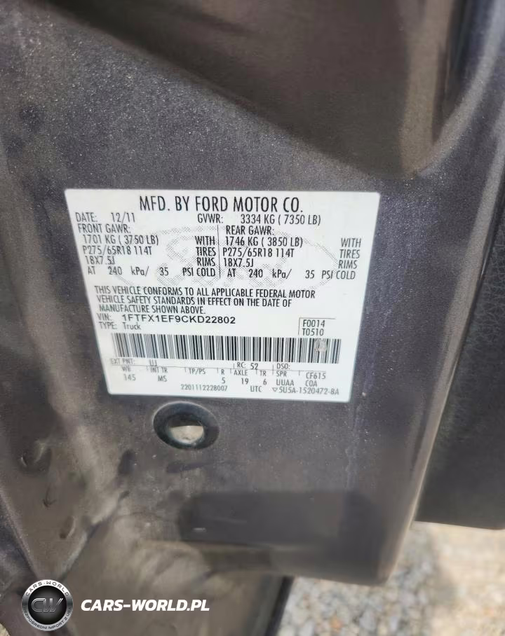 2012 Ford F150 Super Cab VIN:1FTFX1EF9CKD22802 - 12