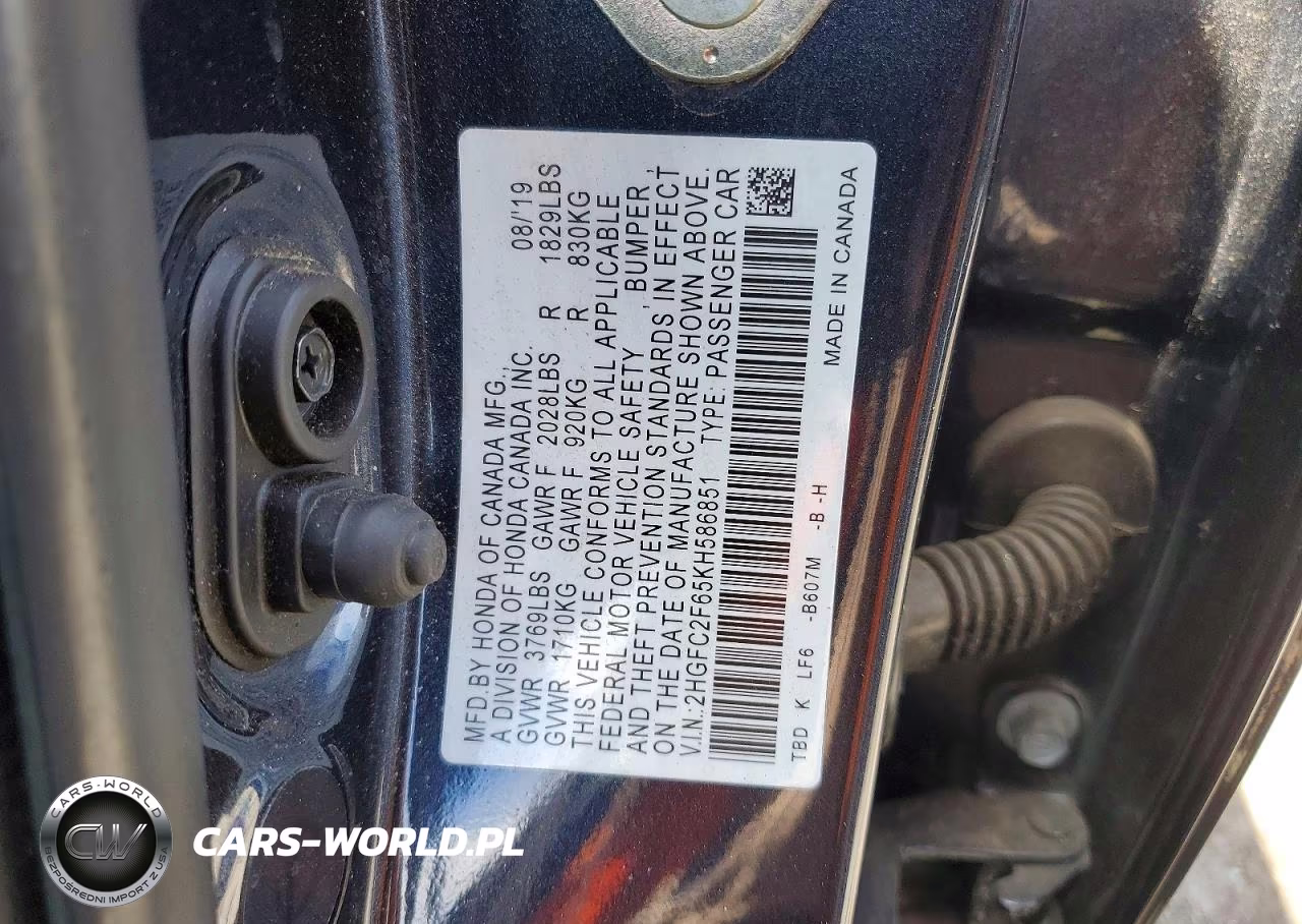 2019 Honda Civic Lx VIN:2HGFC2F65KH586851 - 12