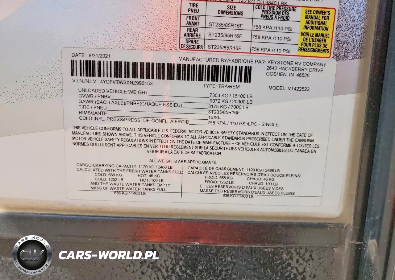 2022 Keystone Voltage Camper VIN:4YDFVTW3XNZ990153 - 10
