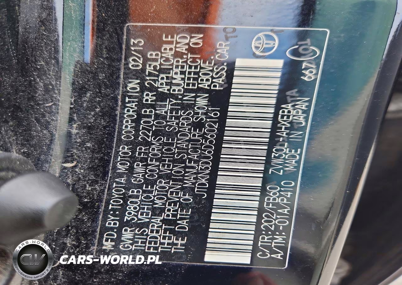 2013 Toyota Prius Two VIN:JTDKN3DU6D5602161 - 12