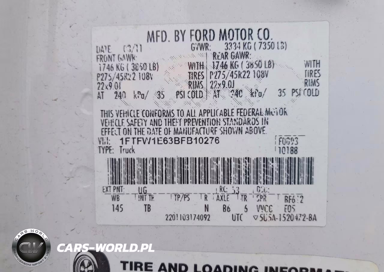 2011 Ford F150 Supercrew VIN:1FTFW1E63BFB10276 - 12