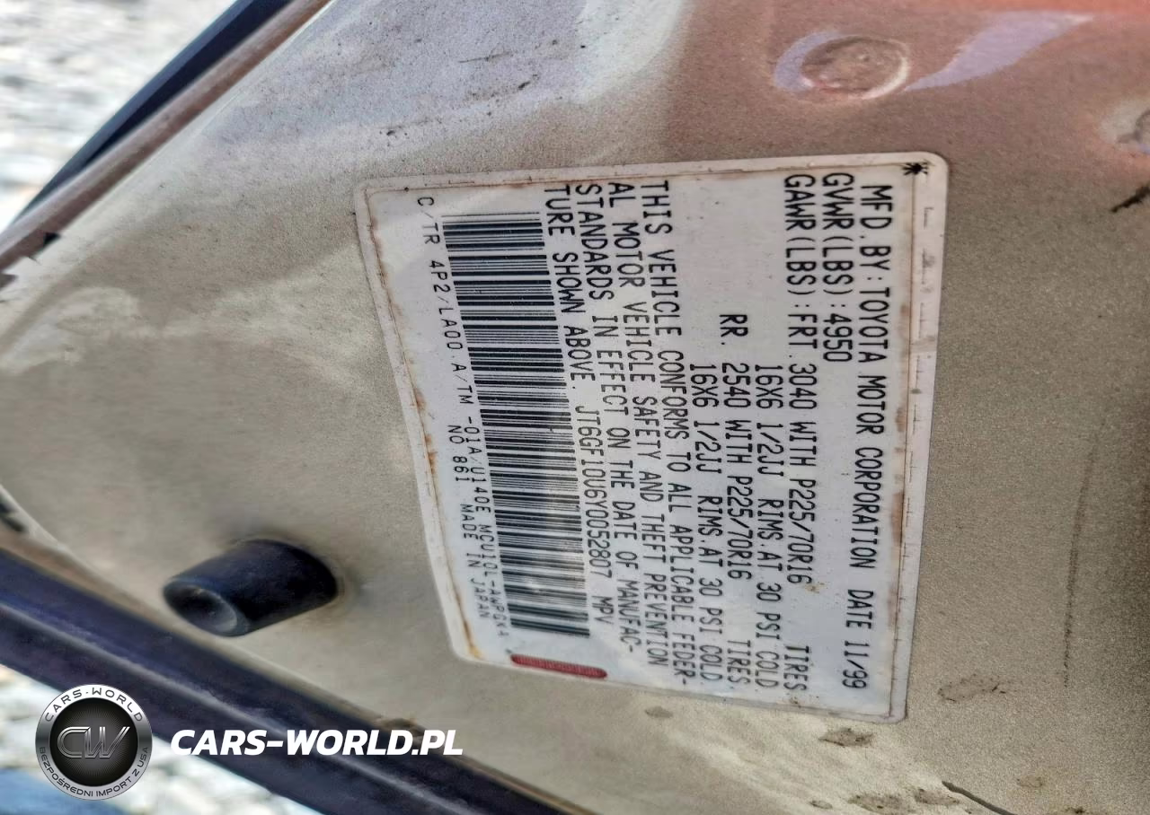 2000 Lexus Rx 300 VIN:JT6GF10U6Y0052807 - 12