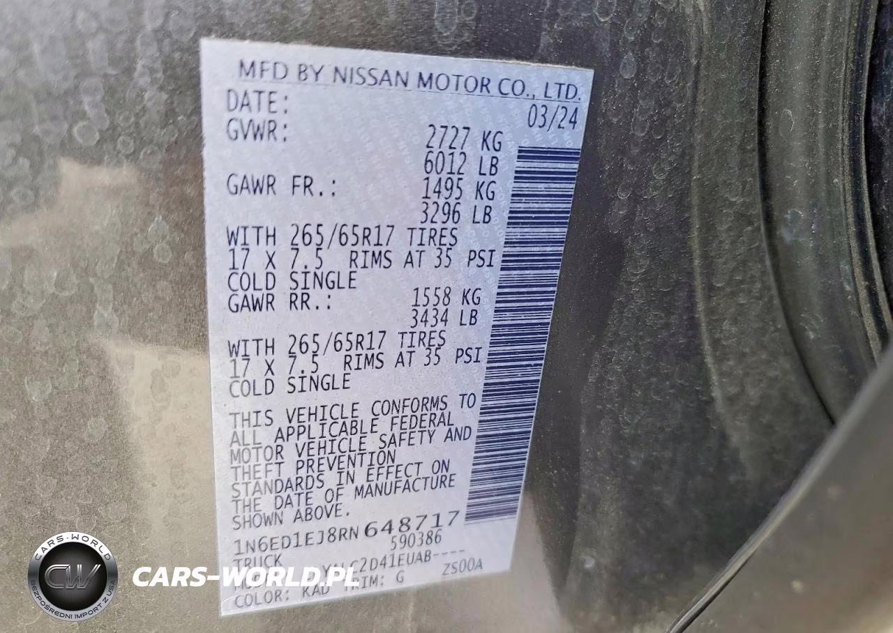 2024 Nissan Frontier Sv VIN:1N6ED1EJ8RN648717 - 12