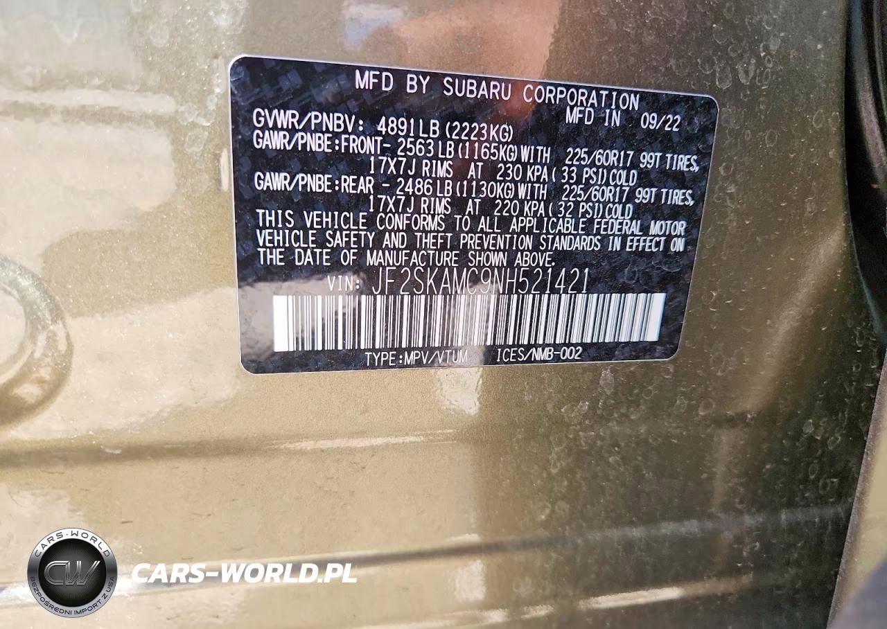 2022 Subaru Forester Wilderness VIN:JF2SKAMC9NH521421 - 13